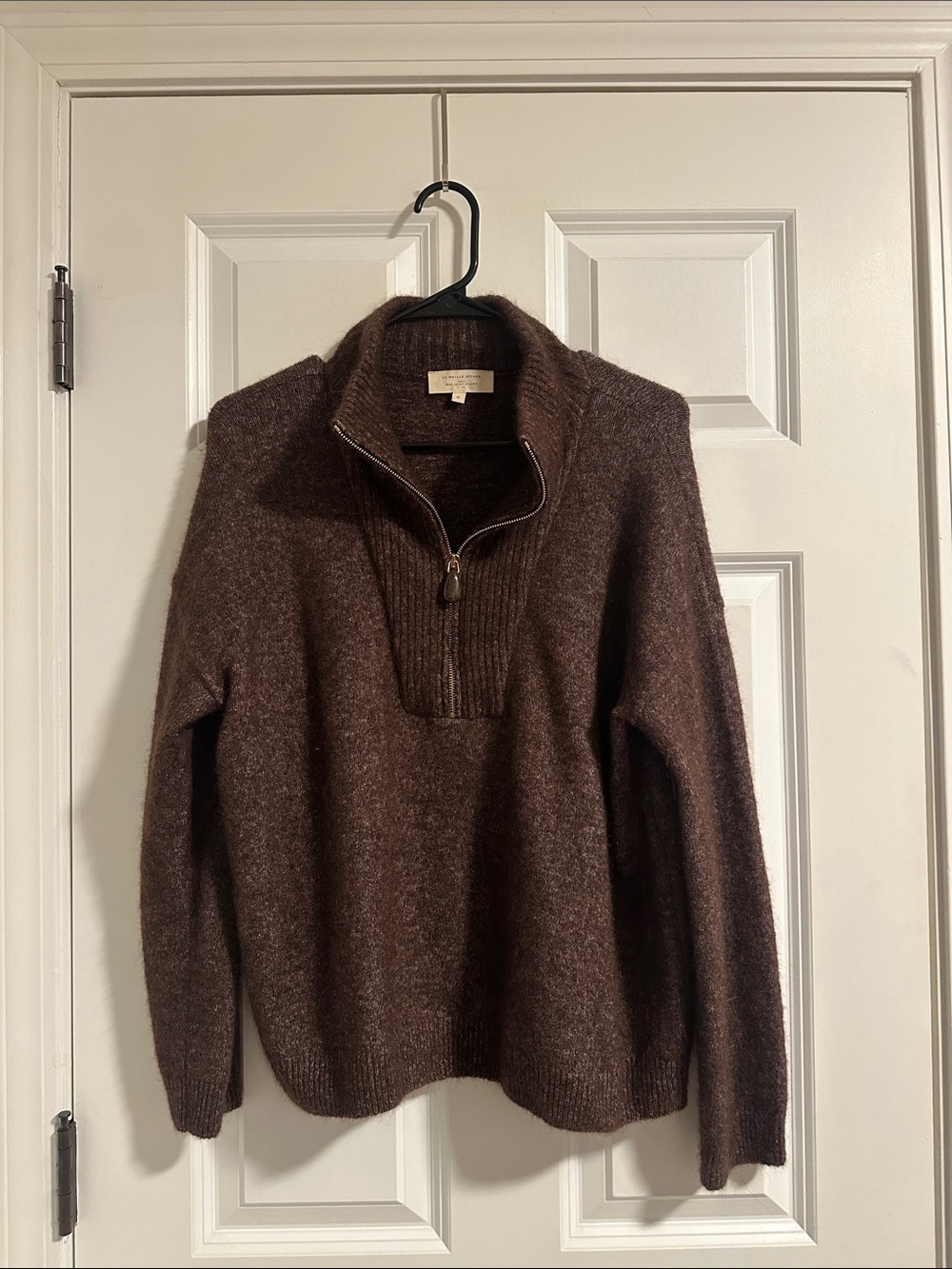 NWOT Sézane Tobias Half Zip Sweater in Dark Chocolate size M - Picture 2 of 13